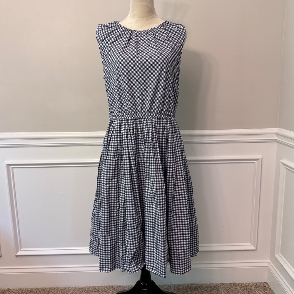 Merona Gingham Midi Dress Cottagecore Farmhouse Sleeveless Fit Flare Check